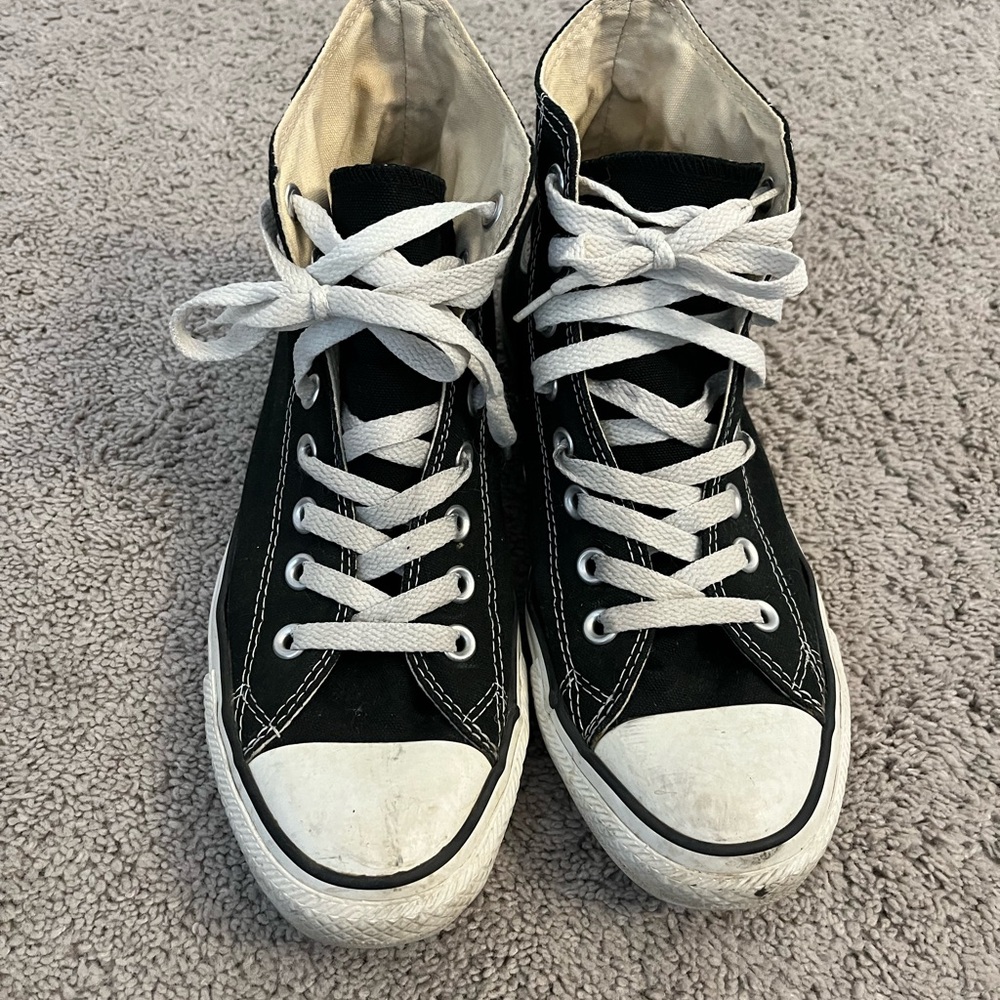 Black High-Top Sneakers with White Laces